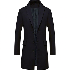Manteau long en laine de mouton pour homme, épais, chaud, écologique, respirant, élégant, avec ceinture - Product Image 1