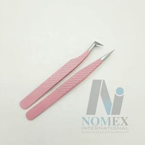 Pince à épiler solide en acier inoxydable à revêtement en poudre rose de couleur personnalisée pour les extensions de cils de marque privée pour les soins personnels - Product Image 2