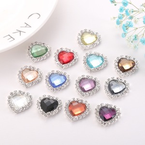 Breloques en strass en forme de cœur à 12 facettes, matériaux de bricolage pour bijoux, accessoires de coiffure de mariée - Product Image 1