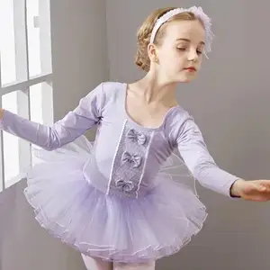 Ballerina costumi manica corta Tutu gonna per ragazze bambini danza danza body per ragazze