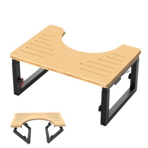 Folding Toilet Stool Portable Bathroom Footstool <b>Adjustable</b> Household Large <b>Square</b> Type Natural Wood Color Black White - Product Image 3