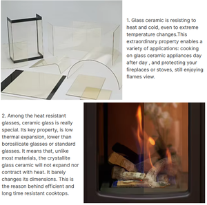 Verre en céramique transparent <span class=keywords><strong>pour</strong></span> poêle à <span class=keywords><strong>bois</strong></span> ignifuge porte de cheminée panneau de verre personnalisation - Product Image 5