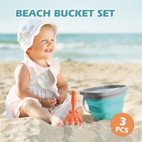 Jouets de seau de sable en Silicone Portable outil de seau pliant combinaison jouets de sable pour enfants comprend une trousse d'outils de pelle jouet de plage d'été