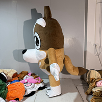 Costume de mascotte gonflable en peluche de chien de dessin animé, tenue de personnage chiot marron et blanc, pour défilé, carnaval, spectacle événementiel