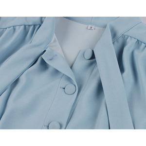 Noeud papillon cou bureau Robe de soirée rétro solide bleu Hepburn Vintage <span class=keywords><strong>Pin</strong></span> <span class=keywords><strong>up</strong></span> Rockabilly Robe tunique Midi Robe d'été - Product Image 6