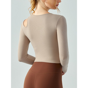 Big Tree Apparel Ribbed Slim Fit Yoga Top Compression Plus Size Workout Fitness Top <b>with</b> Padded Chest for Running & Aerobics - Product Image 6