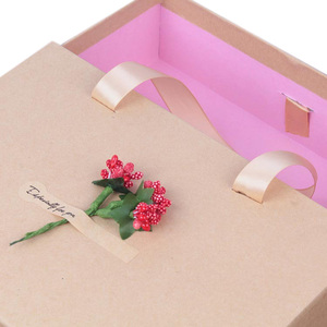 <span class=keywords><strong>Caja</strong></span> de cajón con asas de cinta <span class=keywords><strong>Rectangular</strong></span>, bolsa de regalo de papel <span class=keywords><strong>Kraft</strong></span> Vintage, embalaje para pelucas, regalo, ropa - Product Image 3