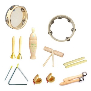 Juego de Instrumentos de Percusión de Madera al por Mayor de 8/9/10 Piezas con Maraca, Pandereta, Castañuela y Tubo de Sonido para Educación Musical Infantil - Product Image 2