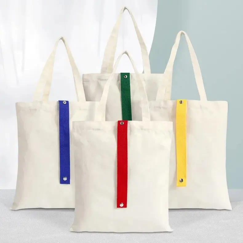 Rainbow Blank tote bags Eco friendly foldable recyclable grocery shopping market 100% cotton canvas tote bag