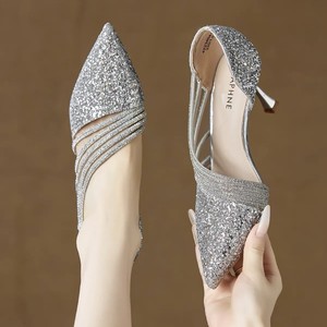 Sandali con tacco a spillo a punta aperta sul lato, 6-8 cm, eleganti e sofisticati, stile estivo, nuovo stile coreano 2026 - Product Image 3