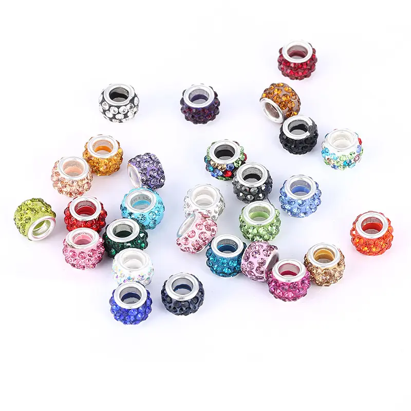 11mm Rhinestone Crystal Round Loose Spacer Beads Big Hole for Jewelry Making DIY Bracelet Necklace Accessories