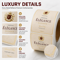 Étiquettes de vin personnalisées de qualité supérieure, papier texturé résistant à l'humidité, gaufrage à chaud en or, autocollants adhésifs pour bouteilles de vin