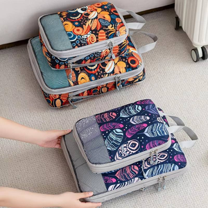 Lot de 4 cubes de rangement imprimés, imperméables, pour voyages, sacs organisateurs de vêtements pour valises, pochettes de rangement pour voyages - Product Image 1