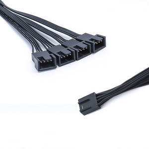 Tùy Chỉnh Cáp 4Pin Pwm <span class=keywords><strong>Fan</strong></span> Splitter 1 Để <span class=keywords><strong>4</strong></span>, Lắp Ráp Cáp Cho PC CPU Làm Mát Điện Quạt Mở Rộng Với Nylon Lưới - Product Image 1