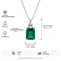 Collier pendentif en argent sterling 925 au design floral vintage, pierre précieuse émeraude cultivée en laboratoire, bijoux certifiés pour cadeau