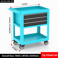 Chariot d'atelier métallique réglable à 3 tiroirs, armoire de rangement mobile pour atelier, personnalisable OEM/OBM, capacité de charge de 300 kg, 3 points d'ancrage