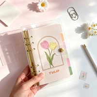 2026 Nuevo Divisores de Carpeta de Presupuesto A6 de 6 Anillas con Diseño de Flores de Tulipán, Hojas Sueltas para Diario, Tarjetas de Índice y Planificador de Presupuesto