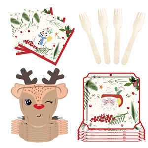 Juego de Vajilla Desechable DAMAI para Navidad, Platos de Postre con Forma de Alce, Servilletas de Papel para Decoraciones Navideñas de Interior - Product Image 4