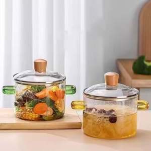 Marmite à soupe en verre épaissi résistant aux hautes températures Lovfe avec double oreille et couvercle cuisinière à gaz à usage domestique - Product Image 4