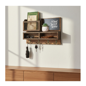 Porte-<span class=keywords><strong>clés</strong></span> <span class=keywords><strong>mural</strong></span> avec crochets <span class=keywords><strong>pour</strong></span> <span class=keywords><strong>clés</strong></span> et porte-portefeuille, rangement <span class=keywords><strong>pour</strong></span> lunettes de soleil, 4 crochets doubles et tableau noir - Product Image 6