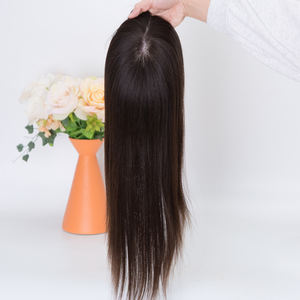 Topper de <span class=keywords><strong>cheveux</strong></span> humains européens de haute qualité pour femmes, 2026, 5,5 x 6,5, couleur naturelle, double base en soie avec contour en PU - Product Image 6