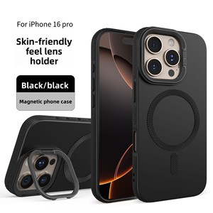 Funda Protectora de Lujo Para <span class=keywords><strong>Apple</strong></span> iPhone 15 16 Pro Max con Soporte de Lente Invisible Magnética con Tacto Mate tipo Piel Para Cámara 14 13 - Product Image 6