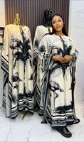 Robe Kaftan Ample Imprimée Flamants Roses Noirs et Blancs Tendance 2026 – Robe Africaine d'Été Imprimée Grande Taille pour Femme