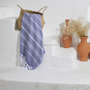 <b>Terry</b> Backed Turkish <b>Towel</b> Peshtemal Fouta Wholesale Pestemal Soft OEM Customized 100 Cotton Classic Stripes White Base Sultan - Product Image 3