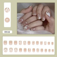 Faux ongles R938 Papillon Blanc à presser, design élégant, réutilisables, couvrance totale, pointes brillantes, 24 pièces