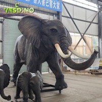 Éléphant animatronique réaliste très détaillé pour une utilisation intérieure/extérieure Exposition interactive pour les parcs à thème Zoos Centres commerciaux familiaux