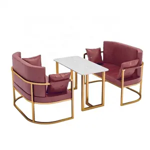 Kunden spezifische Größe Restaurant Set Starke Eisen beine Grau Acryl Leder Freizeit Sofa Stuhl