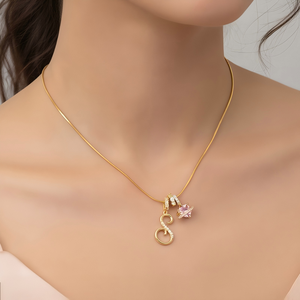 Collar con Letra Inicial Chapado en Oro de 18K, 26 Letras, Corazón Rosa y Azul, Cadena de Oro y Plata con Circonitas, Estilo INS, Joyería de Moda para <span class=keywords><strong>Mujer</strong></span> - Product Image 1
