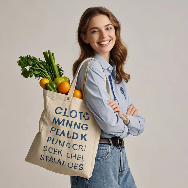 2024 Fashion Cotton Tote Bag Custom Eco Friendly Recycled Foldable Cotton Canvas Shopping Tote Bag With Logo