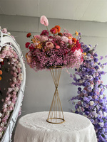 Centre de table de mariage tropical personnalisé de luxe, fleur artificielle, boule de fleurs d'anthurium orange rose de 60 cm pour la décoration de table