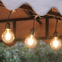 Guirlande lumineuse d'extérieur de qualité commerciale, fil résistant aux intempéries, ampoules Vintage de jardin 18 Edison, 15 prises suspendues, 24 pieds, 36 pieds, 48 pieds