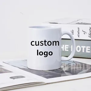 custom logo 11oz white fine and smooth ceramic present coffee mugs supplier