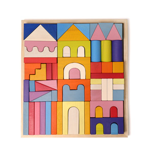 Wooden <b>Building</b> <b>Blocks</b> Rainbow Color Large Size Educational Stackable Toy For Children 4 6 Years Old Birthday Gift - Product Image 1