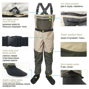 Pantalon de pêche à la mouche avec <span class=keywords><strong>bottes</strong></span> en néoprène, combinaison de chasse, 3 couches imperméable, pantalon de pataugeoire à la taille - Product Image 2