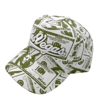 Casquette de baseball à 5 panneaux avec broderie 3D en relief, design graphique imprimé, visière incurvée, ajustable, streetwear décontracté, casquette personnalisée pour hommes