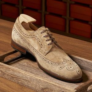 Nouvelles Chaussures Oxford Brogue en Daim pour Hommes, Style Business Décontracté, Élégantes et Polyvalentes, Formelles Britanniques, à Lacets Carrés, Légères et Respirantes - Product Image 2