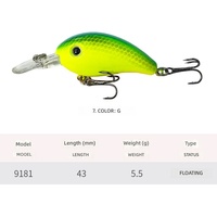 Leurre synthétique flottant 43mm/55g, leurre dur pour poisson mandarin, rivières d'eau douce, leurre artificiel réaliste A9181