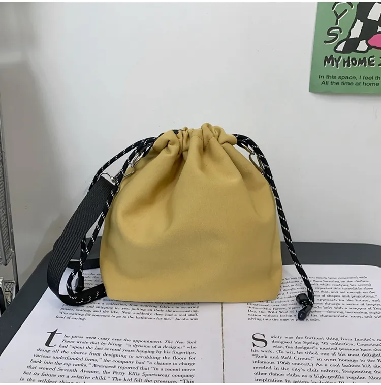 Borse in tela stile coreano borsa da scuola da viaggio per studenti borse a tracolla resistenti con coulisse da donna