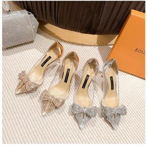 Hot Selling Luxury Good Quality Bridal Wedding Women Stiletto Sexy Fashion Bow Knot Rhinestone Decoration High <b>Heel</b> Shoes Ladies - Product Image 4