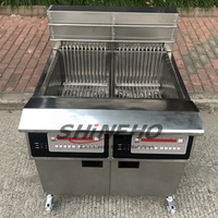 2 Double Réservoirs 4 Paniers Grande Capacité Profonde Ouvert Broasted Poulet Pomme De Terre Industrielle Gaz Friteuse Henny Penny KFC Prix Chaud