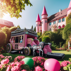 Château gonflable combiné de carrosse de princesse de PVC commercial Moonwalk <span class=keywords><strong>maison</strong></span> pleine d'entrain château sautant certifié CE garantie de 3 ans - Product Image 1