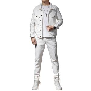 Ensemble de jeans pour homme Sehe Fashion, populaire printemps-automne, denim délavé, boutonné, coupe slim, style décontracté, tissage respirant - Product Image 1