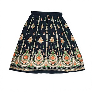 Wholesale RAWAT Vintage Bohemian Cotton Chiffon Mandala <b>Skirt</b> Indian Ladies' Wrap Beading Natural Waistline Breathable GM-WA125 - Product Image 1