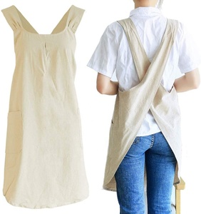 Delantales de <span class=keywords><strong>Cocina</strong></span> de Lino Japonés Gris con Bolsillos para Mujer, Ideales para Hornear, Pintar, Jardinería y Limpieza - Product Image 2