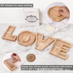 Hucha de madera con forma de letra del alfabeto, caja de dinero de madera maciza para niños de 2 a 4 años, color natural - Product Image 3