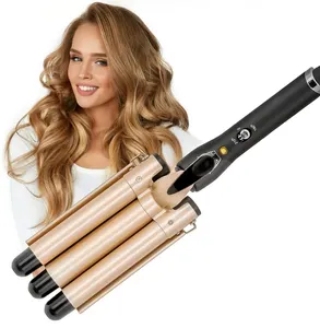 3 Barrel Curling Iron Hair Waver Cluer 22mm(0.86 Inch) Temperature Adjustable Iron Ceramic Tourmaline Triple Barrels Hair Crimpe